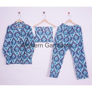 Conjunto de pijama de algodón indio térmico hecho a mano, ropa de dormir con estampado Floral para mujer con bolsa para primavera, verano, invierno, vestido de noche - Product Image 6
