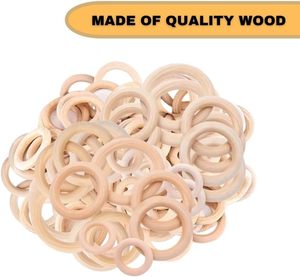 50 pièces anneaux en bois naturel inachevé pour bricolage artisanat pour 5 tailles de ronds pour artisanat anneaux en bois - Product Image 4