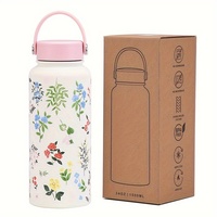 1000ml 32 Oz personnalisé personnel impression 3d Logo Portable large bouche Sports de plein air en acier inoxydable bouteille d'eau sous vide