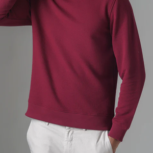 Sweat-shirt unisexe à col ras du cou en éponge lourde rouge style sport d'hiver avec col à capuche broderie de logo personnalisé pour enfants - Product Image 5