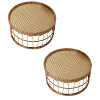 Table basse ronde traditionnelle élégante en rotin avec un design élégant pour divertir les invités et se détendre Matériaux de qualité supérieure