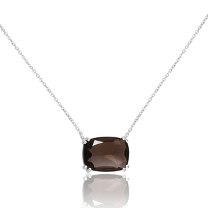 Collar de Plata de Ley 925 con Baño de Oro Rosa y Piedra Preciosa Natural Ahumada, para Compromiso o Boda - Product Image 2