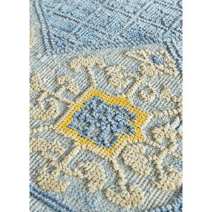 Alfombra Viscaya Azul de Lana y Seda Anudada a Mano JPL-06 con Patrón de Medallón, 9x12 Pulgadas, 10mm de Grosor, para Decoración de Sala de Estar - Product Image 3