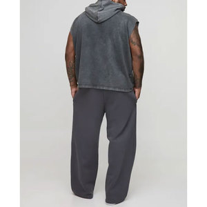 Sweat à capuche délavé personnalisé pour homme, style vintage streetwear, en mélange de coton, coupe oversize décontractée - Product Image 2