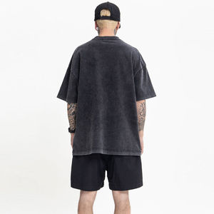 2025 OEM de alta calidad lavado ácido 100% algodón hombres Vintage Streetwear secado rápido transpirable camiseta al por mayor negro - Product Image 4