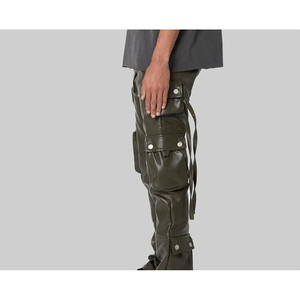 Pantalons de jogging pour hommes en cuir véritable, design tendance 2025, couleur personnalisée, prix de gros, taille sur mesure - Product Image 4