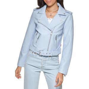 2025 chaqueta de cuero para mujer recortada de moda transpirable manga larga con cremallera dos bolsillos chaquetas para mujer - Product Image 1