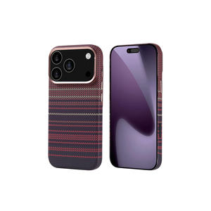 Coque arrière de luxe en silicone à texture carbone ATA Nekst, antichoc, compatible MagSafe, pour iPhone 11 Pro et Max, rouge - Product Image 1