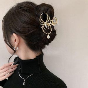 Gold Spider <b>Hair</b> Claw <b>Clip</b> With Pearl Vintage Metal Alloy Nonslip For Women <b>Halloween</b> Accessory - Product Image 5