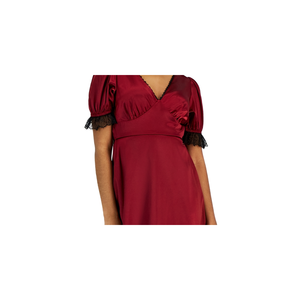 Abito da sera in raso a trapezio Kit & Sky Junior con scollo a V, bordo in pizzo e vita impero con paillettes, disponibile nei taglie XS-XL rosa - Product Image 2