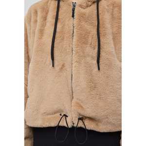 เสื้อโค้ทขนนุ่มมีฮู้ดสีเบจ - Product Image 4