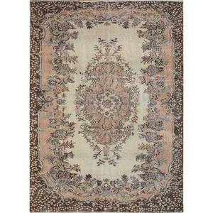 พรมขนสัตว์สีเบจและสีน้ำตาลสไตล์วินเทจ รุ่น Pae-2313 สำหรับใช้ในบ้าน - พรมลายเมดัลเลียนรูปทรงสี่เหลี่ยมผืนผ้าสำหรับห้องโถงและห้องนั่งเล่น - Product Image 1