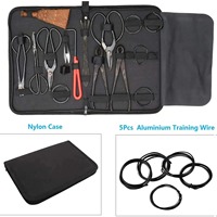 Ensemble d'outils de taille pour bonsaï durable de 15 pièces, manche en acier au carbone, kit de ciseaux de coupe complet, étui en nylon, outil à main de bricolage pour le jardin, creuser