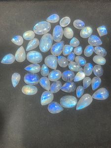 Natural Moonstone Cabochon Loose Gemstone with <b>Rainbow</b> Flash Polished Oval Stone for Jewelry Making from India - Product Image 4