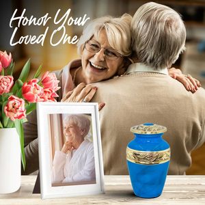 Urne souvenir bleue-Petite pour les cendres humaines avec boîte et sac de qualité supérieure-Mini urne pour homme-Honorez votre bien-aimé avec une petite crémation - Product Image 2