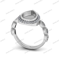 925 Sterling Silber Blanko Birnenförmiger 8x10mm Fassung für CZ Hochzeits-Cocktailring Geeignet für Asche & Harz-Arbeiten Muttermilch DIY Schmuck