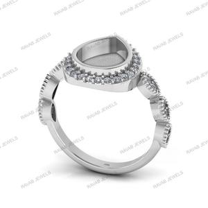 Bague de cocktail en argent sterling 925 avec sertissage en forme de poire 8x10 mm, sertie de CZ, idéale pour les cendres, la résine, le lait maternel, les bijoux DIY - Product Image 4