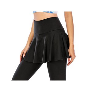 Collants de gymnastique taille haute, leggings de yoga longs avec jupe attachée, leggings en bambou - Product Image 1