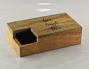 Live Laugh Love Tissue Box Cover Matt | Soporte y cubierta de caja de pañuelos de madera para mesita de noche de escritorio de oficina (Mango) - Product Image 2