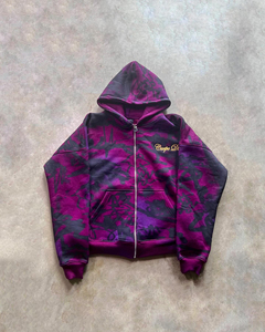 Hombres peso pesado alta calidad cómodo Streetwear 450 GSM personalizado desgastado bordado Sudadera con capucha cara completa Zip up Sudadera con capucha para hombres - Product Image 6