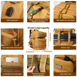 Mochila táctica de alta calidad con logotipo personalizado bordado de impresión al aire libre senderismo Camping bolsa de viaje OEM fabricante suministro - Product Image 3