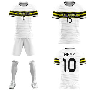 Uniformes de fútbol de manga corta de calidad personalizada, ropa de entrenamiento de fútbol con cuello, nombre y número impresos - Product Image 2