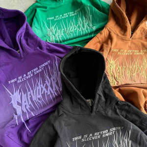 Sudaderas con Capucha de Felpa Francesa de Algodón de Primera Calidad, Diseño Nuevo de Fabricante OEM, Bordado Aplicado y Lavado Ácido, 500 GSM, con Cremallera - Product Image 2