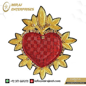 Bullion Patch Heart Shape Embroidered <b>Badge</b> Fashion Garment Hand Embroidery | Custom Bullion Hand Embroidery <b>Badge</b> - Product Image 5