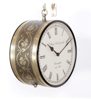 Horloge murale double face en laiton Ak, style victorien antique, à quartz analogique, en métal