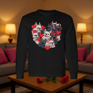T-shirt à manches longues pour maman de bouledogue français, design cœur Frenchie, pour la Saint-Valentin, t-shirt promotionnel - Product Image 3