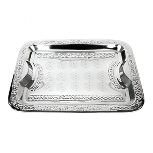 Plateau en métal nickelé de forme rectangulaire pour hôtel et restaurant Plateaux de service en métal Plateau en métal en acier inoxydable - Product Image 1