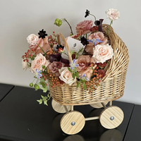 Panier à fleurs rustique multifonctionnel en rotin naturel écologique Handwicker pour poussette de bébé, taille personnalisée, cadeau OEM/ODM
