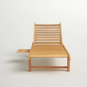 Chaise longue d'extérieur en bois de teck massif au design moderne Chaise longue de couleur naturelle Mobilier de jardin - Product Image 4