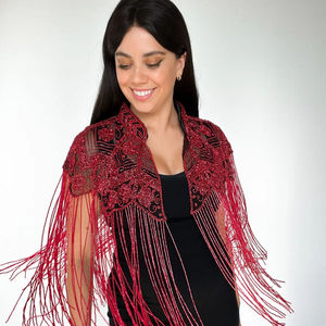 Robes de soirée élégantes à cape perlée, luxueuses robes de club en mousseline de polyester, accentuant un look stylé pour une tenue formelle - Product Image 1