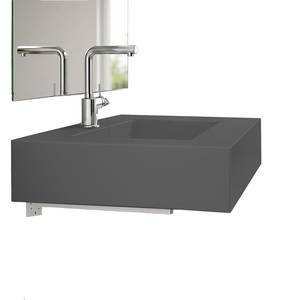Lavabo Koricini Manchester 80 cm in resina grigio opaco con staffe di supporto - Product Image 3