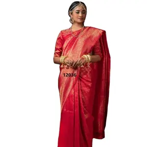 Indiano pronto da indossare sari di seta sari kanchi puram sari di seta in vendita migliore collezione 2023 India Party wear designer sari INDIA