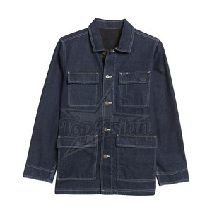 2025 couleur personnalisée tenue décontracté hommes veste d'hiver Streetwear nouvelle mode confortable col montant 100% coton jean veste - Product Image 1