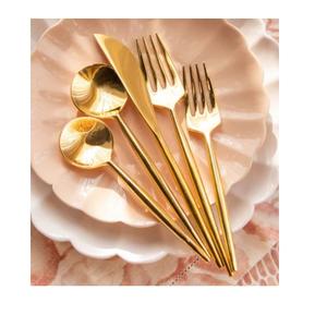 Juego de Cubiertos de Metal con Acabado Dorado, Cubertería Decorativa para Mesa, Decoración de Cocina, Juego de Cubiertos - Product Image 1