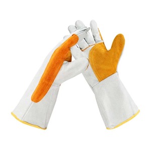 Guantes de cuero de vaca para soldar Guantes de trabajo para soldador Guantes de cuero de trabajo de seguridad con aislamiento de alta temperatura de Pakistán - Product Image 1