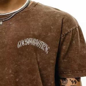 เสื้อยืดไหล่ปล่อยแนววินเทจเสื้อยืดผ้าฝ้าย100% เฮฟวี่เวตเสื้อยืดโลโก้ขนาดพิเศษสำหรับผู้ชาย - Product Image 3