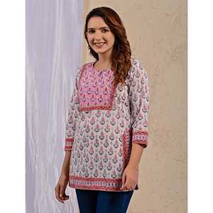 Haut en coton blanc brodé Butti, tissu popeline, motif imprimé - Product Image 3