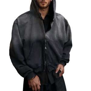 Sudadera con Capucha Extra Grande para Hombre, Estilo Vintage, Lavado Ácido, Gruesa, Resistente al Viento, Desteñida por el Sol, de Algodón Francés - Product Image 4