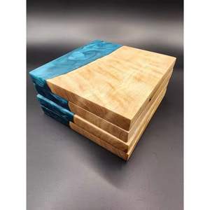 Vaisselle en résine Meilleure vente Promotion personnalisée Sous-verre vierge en résine de couleur bois et vert avec support - Product Image 5