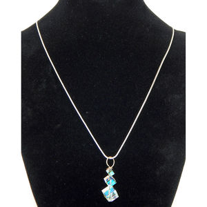 Catena scatola in argento Sterling 925 con cubo di cristallo ciondolo di lusso collane di cristallo - Product Image 3