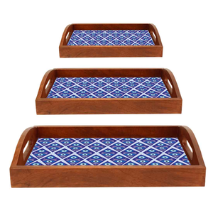 Décoration d'hôtel organisateur de bijoux en bois plateau imprimé plateau de service de bonne qualité le plus exigeant vente chaude - Product Image 5