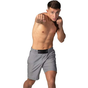 Nouveaux shorts MMA élégants 100% polyester, extensibles, respirants, séchage rapide, avec ceinture élastique, longueur genou, couleur grise pour hommes - Product Image 6