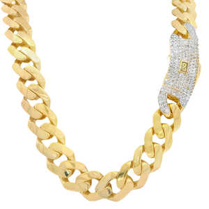 New Popular Bossy Look Best Selling 14k Hollow Cuban MONACI Chain for Men With a Safe <b>Lobster</b> <b>Clasp</b> Necklace for Men Cuban Link - Product Image 1