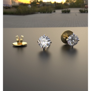 ต่างหูเม็ดกลมทอง18K อันละ10เซนต์พร้อมเพชรที่ปลูกในห้องปฏิบัติการ - Product Image 4