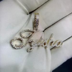 10K or jaune usine personnalisé glacé VVS Moissanite laboratoire diamant Hip Hop Logo nom pendentif Pass diamant testeur hommes bijoux - Product Image 3