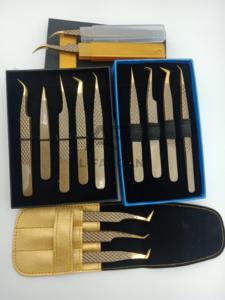 High Quality Full Set of Eyebrow Eyelash Tweezers <b>Light</b> Weight Lash Tweezers with <b>Pointed</b> Fiber Tip Stainless Steel Nano Tip - Product Image 5